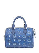 Borsa MCM Ella VI Boston in Visetos Blu - Borse A Mano Donna | Lidia Shopping