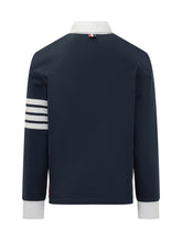 Thom Browne Navy Polo with White Collar and Stripes - Collezione Happy Birthday | Lidia Shopping