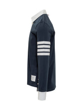 Thom Browne Navy Polo with White Collar and Stripes - Collezione Happy Birthday | Lidia Shopping