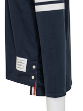 Thom Browne Navy Polo with White Collar and Stripes - Collezione Happy Birthday | Lidia Shopping