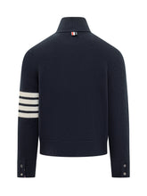 Thom Browne Navy Half-Zip Sweater with Stripes - Collezione Happy Birthday | Lidia Shopping