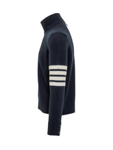 Thom Browne Navy Half-Zip Sweater with Stripes - Collezione Happy Birthday | Lidia Shopping