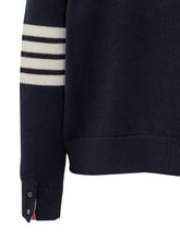 Thom Browne Navy Half-Zip Sweater with Stripes - Collezione Happy Birthday | Lidia Shopping