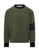 Thom Browne Maglia Verde con Dettagli a Contrasto - Abbigliamento Uomo | Lidia Shopping
