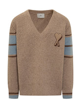 Ami Paris Maglione Beige con Logo Cuore - Abbigliamento Uomo | Lidia Shopping