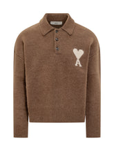 Ami Maglione Polo in Lana Marrone con Logo Cuore - Abbigliamento Uomo | Lidia Shopping