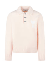 Ami Pink Sweater with Heart Logo and Collar - Ami Alexandre Mattiussi | Lidia Shopping