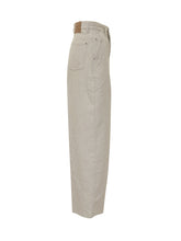 AMI Paris Pantaloni Beige A Gamba Larga In Cotone - Abbigliamento Donna | Lidia Shopping