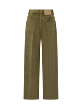 AMI Paris Pantaloni Verde A Gamba Larga In Velluto A Coste - Abbigliamento Donna | Lidia Shopping