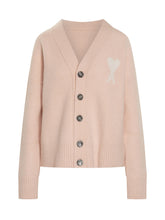 Ami Paris Pink Cardigan with Contrast Logo - Ami Alexandre Mattiussi | Lidia Shopping