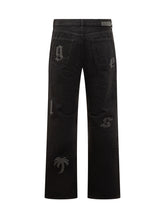 Palm Angels Jeans With Gothic Logo Embroidery - Collezione Happy Birthday | Lidia Shopping