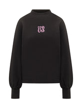 Palm Angels Felpa Nera con Logo Rosa Ricamato - Abbigliamento Donna | Lidia Shopping