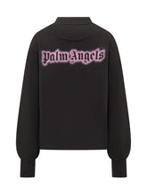 Palm Angels Felpa Nera con Logo Rosa Ricamato - Abbigliamento Donna | Lidia Shopping