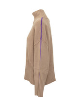 Pinko Barbados Beige Turtleneck Sweater with Purple Stripe - Collezione Happy Birthday | Lidia Shopping
