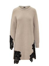 Abito Maglia Beige Con Pizzo Nero Pinko - Abbigliamento Donna | Lidia Shopping