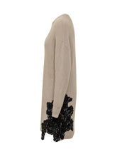 Abito Maglia Beige Con Pizzo Nero Pinko - Abbigliamento Donna | Lidia Shopping