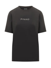 Pinko Women's Black T-Shirt with Rhinestone Logo - Collezione Happy Birthday | Lidia Shopping