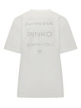 Pinko White T-shirt with Rhinestone Logo - Collezione Happy Birthday | Lidia Shopping