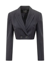 Pinko Scamorza Cropped Pinstripe Double-Breasted Blazer - Collezione Happy Birthday | Lidia Shopping