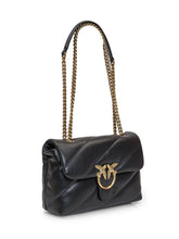 Black leather bag. Metal buckle closure Love Birds Diamond Cut. Partition closed with zip and wall pocket. Shoulder strap with metal chain and nappa shoulder strap. Back pocket. - Black Friday – ENG | Lidia Shopping