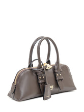 Pinko Brown Leather Bowling Baguette Bag - Collezione Happy Birthday | Lidia Shopping