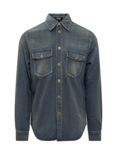 Versace Camicia in Denim con Bottoni Medusa - Abbigliamento Uomo | Lidia Shopping