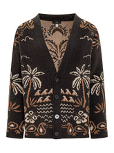 Alanui Cardigan Nero con Motivo Tropicale - Abbigliamento Uomo | Lidia Shopping