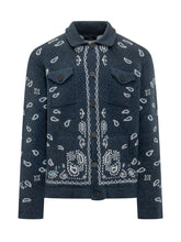 Alanui Cardigan Blu con Motivo Bandana - Abbigliamento Uomo | Lidia Shopping
