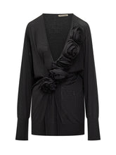 Alberta Ferretti Maglia Nera con Applicazioni Floreali - Abbigliamento Donna | Lidia Shopping