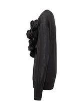 Alberta Ferretti Maglia Nera con Applicazioni Floreali - Abbigliamento Donna | Lidia Shopping
