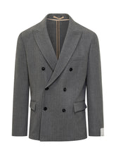 Paolo Pecora Grey Pinstripe Double-Breasted Blazer - Collezione Happy Birthday | Lidia Shopping