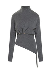 Asymmetric Grey Sweater with Pin Detail by Lanvin - Collezione Happy Birthday | Lidia Shopping