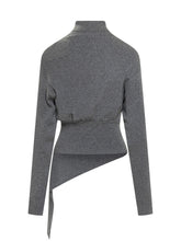 Asymmetric Grey Sweater with Pin Detail by Lanvin - Collezione Happy Birthday | Lidia Shopping
