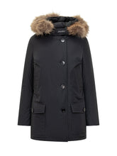 Parka Woolrich nero con cappuccio in pelliccia - Abbigliamento Donna | Lidia Shopping