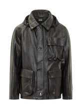 C.P. Company Leather Jacket with Goggle Hood - C P Company | Lidia Shopping