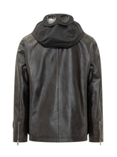 C.P. Company Leather Jacket with Goggle Hood - C P Company | Lidia Shopping