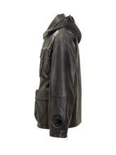 C.P. Company Leather Jacket with Goggle Hood - C P Company | Lidia Shopping