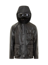 C.P. Company Leather Jacket with Goggle Hood - C P Company | Lidia Shopping