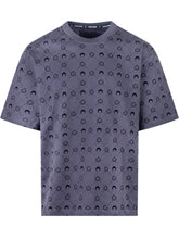 Marine Serre Blue T-shirt with All-Over Logo Pattern - Collezione Happy Birthday | Lidia Shopping
