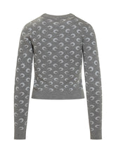 Slim Fit Grey Sweater with Moon Print by Marine Serre - Collezione Happy Birthday | Lidia Shopping