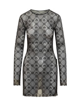 Marine Serre Black Tulle Dress with All Over Logo - Collezione Happy Birthday | Lidia Shopping