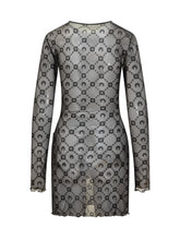 Marine Serre Black Tulle Dress with All Over Logo - Collezione Happy Birthday | Lidia Shopping