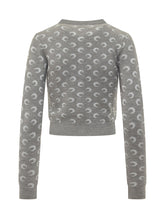 Marine Serre Cardigan Grigio con Motivo a Mezzaluna - Abbigliamento Donna | Lidia Shopping