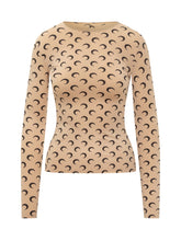Beige Fitted Top with Moon Print by Marine Serre - Collezione Happy Birthday | Lidia Shopping