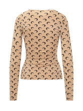 Beige Fitted Top with Moon Print by Marine Serre - Collezione Happy Birthday | Lidia Shopping