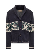 Cardigan jacquard in lana merino blu Rakki' - Abbigliamento Uomo | Lidia Shopping