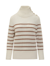 KUJTEN - Maglione a Righe Beige in Cashmere con Bottoni Kujten - Bianco | Lidia Shopping | Official Website