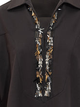 Simona Corsellini Black Shirt with Jewel Embroidery - Collezione Happy Birthday | Lidia Shopping