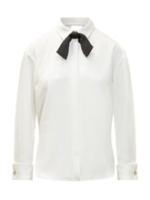 Camicia Bianca Simona Corsellini con Fiocco Nero - Abbigliamento Donna | Lidia Shopping