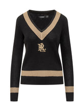 Lauren Ralph Lauren Black Sweater With Gold Logo And Trim - Collezione Happy Birthday | Lidia Shopping